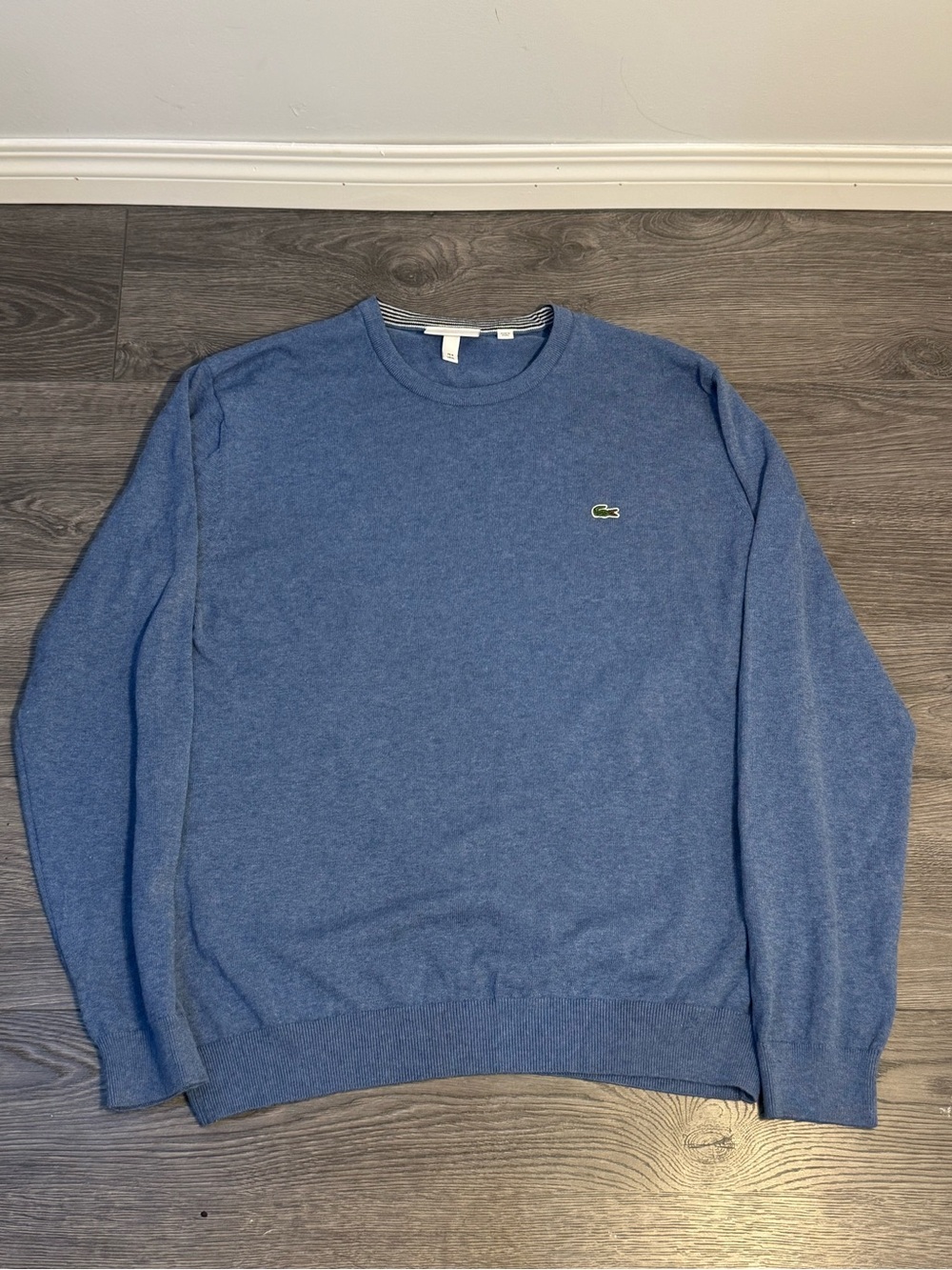 Lacoste Men’s Blue Crewneck Cotton Sweater XL Classic Crocodile Logo